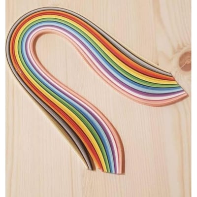 Picture of High-Quality 10mm Rainbow-Colored Quilling Strips 100 Pcs for DIY Craft Projects (Multi)