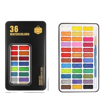Picture of Keep Smiling Watercolor Set in Tin Box 36 Colors - Black Color Tin Box. (Multicolor)