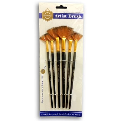 Picture of KeepSmiling-6088 Artist Brush Paint Brush 6 pcs Fan brush, Suitable for Water & Acrylic & Oil color paint (Multicolor)