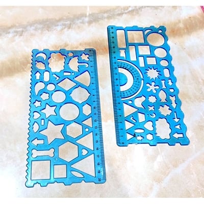 Picture of 2 pieces Different Shapes Template Ruler Spirograph Ruler Geometric Drawing Toys / Stencil Tools / Drafting Design (Multicolor)