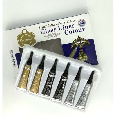 Picture of KeepSmiling Glass Liner Colour 6tube x 12ml (Black ,silver ,golden) (Multicolor)