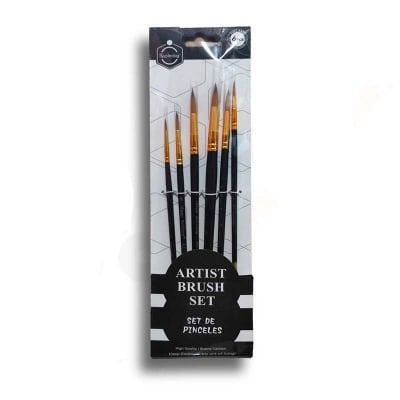 Picture of Artist Brush Paint Brush 6 pcs Black round brush set - Keep Smiling- Suitable for Water & Acrylic & Oil color paint (Black)