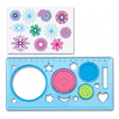 Picture of Creative Spirograph Geometric Drawing Ruler Set for Kids - School & Office Stationery Spirograph Design Ruler Geometric Drawing Ruler Educational Drawing Toys Magic Flower Ruler Set (Multicolor)