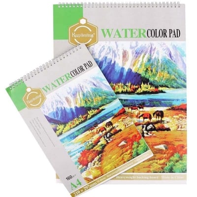 Picture of Keep Smiling A4 & A3 Water Color Pad Drawing Sketching for Artist, Kids, Children Spiral Painting Activity Note Book (Acid Free, 160 GSM, 24 Sheets) (A4 Water Color Pad)