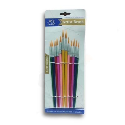 Picture of Novelty Paint Brush Set, 12 Piece Nylon Hair Artist Brushes, Paint Brush Suits Watercolor, Acrylics and Oil Painting (Multicolor)