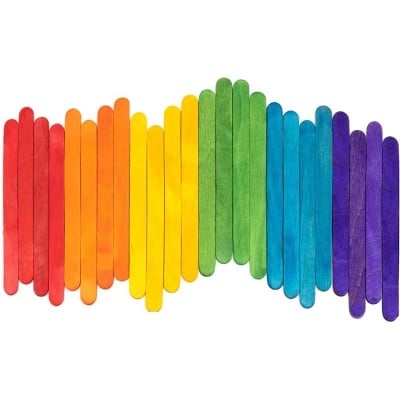 Picture of 50 pcs Colored Popsicle Sticks for Crafts, 4.5 Inch Colored Wooden Craft Sticks, Ice Cream Sticks, Rainbow Popsicle Sticks, Great for DIY Craft Creative Designs and Children Education (Multicolor)