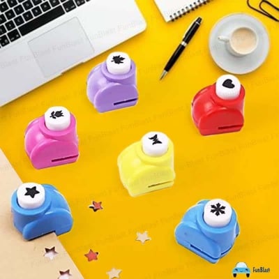 Picture of 2 PCS Craft Punching Machine  Punching Hole Tool for DIY Greeting Card, Stationery Item, Scrapbook and Art and Craft, Art & Craft Punch Kit for School Projects, Assorted Shapes (Multicolor)