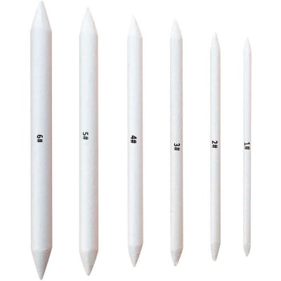 Picture of 6 PCS Blending Stumps and Tortillions, Sketch Drawing Tools, Paper Art Blenders for Student Sketch Drawing (White)
