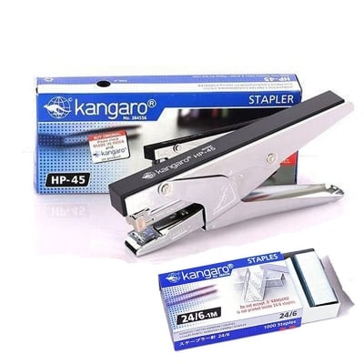 Picture of Heavy Duty Stapler Machine (Kangaro Hp-45) with 1 box stapler pin (Silver)