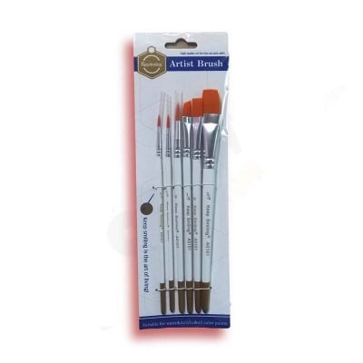 Picture of Artist Brush Paint Brush 6 pcs flat and round set - KeepSmiling - A0101 , Suitable for Water & Acrylic & Oil color paint (White)