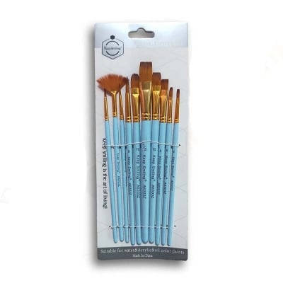 Picture of Artist Brush Paint Brush 10 pcs Mix set - Keep Smiling-A6303Z, Suitable for Water & Acrylic & Oil color paint (Multicolor)