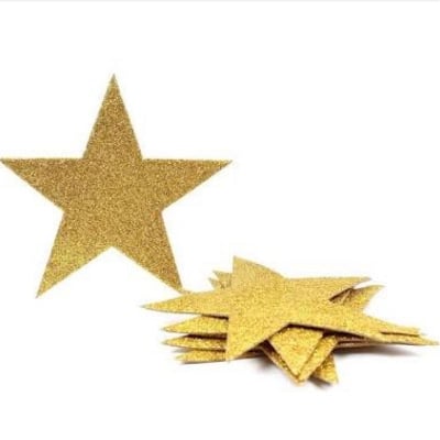 Picture of Glittery Golden Star Stickers Pack - 10 Pcs 