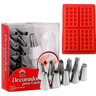 Picture of 12 Piece Piping Bag Nozzles Cake Decorating Tool Set Frosting Icing Cream Syringe Piping Bag Tips With Steel Nozzles Muffin Dessert Decorators Reusable & Washable Kitchen Tool Set 12 Piece Piping Bag Nozzles Cake Decorating Tool Set Frosting Icing Cream S (Silver)