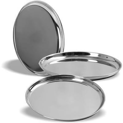 Picture of 3 Dinner Plate Plate Serving Set  (Pack of 3) (Silver)