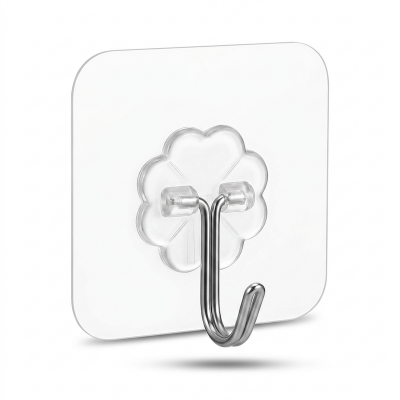 Picture of 6 pcs Transparent Self Adhesive Bathroom Kitchen Door Wall Hooks (Neutral)
