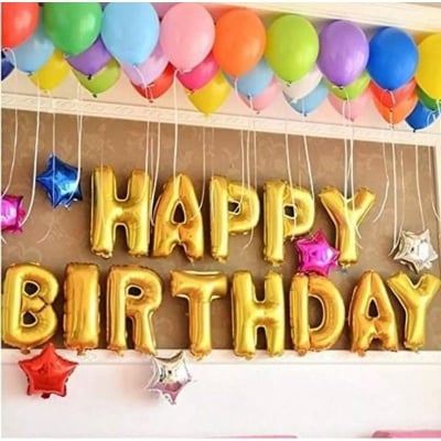 Picture of “HAPPY BIRTHDAY” Foil Balloon Set (Golden)
