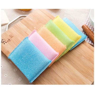 Picture of 4 Pices Dish Wash Scrubber - Multicolor,uxcell Sponge Kitchen Bowl Dish Pot Wash Scrub Cleaning Pads. (Multicolor)