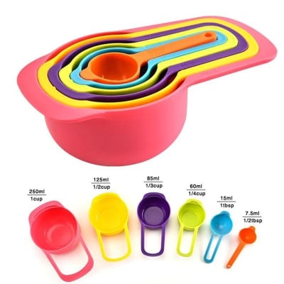 Picture of 6Pcs/Set Creative Plastic Measuring Spoon Measuring Ladle Baking Cooking Kitchen Coffee Tools With Scale Kitchen Tools (Multicolor)