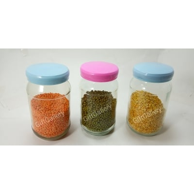 Picture of 400Ml Single Glass Jar, Pack Of 3 Gorgeous Glass Jars With Plastic Lid 