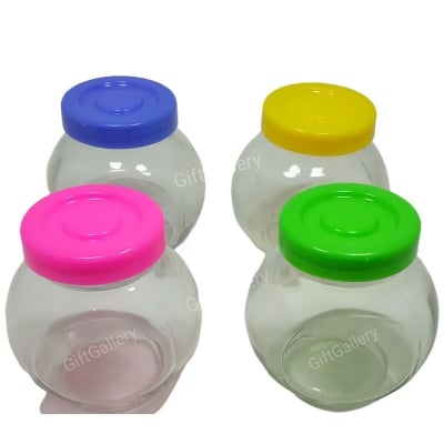 Picture of 2PCS Glass Jar, Gorgeous Glass Jars With Colorful Plastic Lid 150ML (Multicolor)