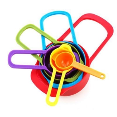 Picture of Measuring Cup Set At,Colorful 6 Piece Kitchen Cooking Plastic Measuring Spoons & Cups Set. (Multicolor)