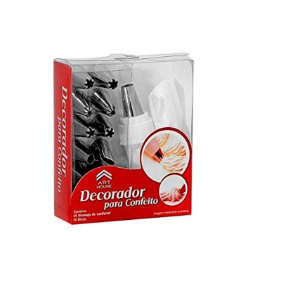 Picture of 12 Piece Cake Decorating Set Frosting Icing Piping Bag Tips With Steel Nozzles. Reusable & Washable (Silver)