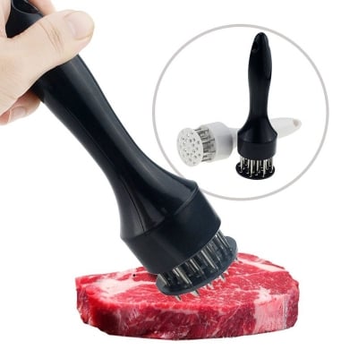 Picture of 24-Pin Household Round Stainless Steel Steak Tender Meat Needle Pig Big Row Loose Meat Tenderizer Broken Ribs Kitchen Tools (Black)