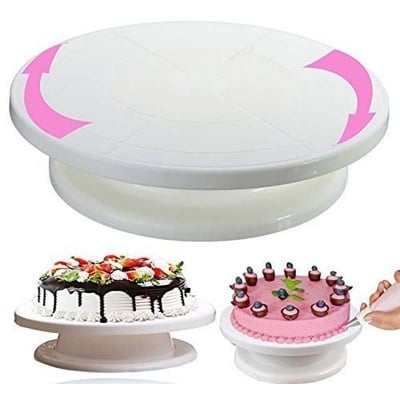 Picture of Cake Decorating Turntable,28Cm Plastic Cake Decorating Revolving Turntable. (White)