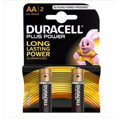 Picture of Duracell Plus Power Type AA Alkaline Battery - 2 Pack (Multicolor)