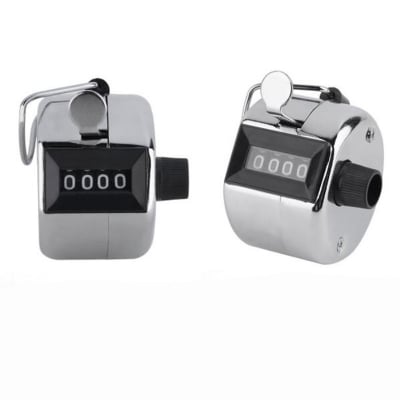 Picture of Handheld Tally Counter 4 Digit Number Manual Counting No batteries required (Silver)