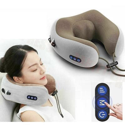 Picture of Rechargeable Massage Pillow - Neck Massager with Memory Foam for Electric Muscle Pain Relief at Office Home and Car (Multicolor)