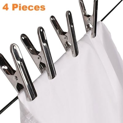 Picture of 4 Pcs steel cloth clip clothes safety clip (Silver)