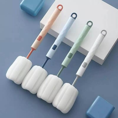 Picture of 1Pcs Long Handle Glass Cleaning Brush Bottle Tea Cup Sponge Cleaner Kitchen Tool Sponge Brush (Multicolor)