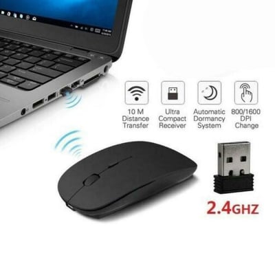 Picture of 2.4 GHz Wireless Cordless Mouse Mice Optical Scroll For PC Laptop Computer + USB (Black)