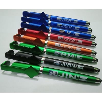 Picture of BTS 3 in 1 Capacitive Stylus Pen with Mobile Stand 1 pcs for Mobile use, Compatible Android Touch Screen (Multicolor)