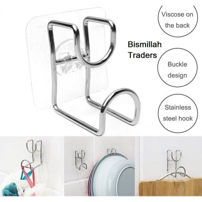 Picture of Multifunction Hook adhesive Bowl Hook Toilet Punch-Free Washbasin Hook Strong Adhesive Hooks Waterproof Wall Hook No Trace in Bathroom Adhesive Hook Kitchen Wall Strong Cutting Board Sticky (Multicolor)