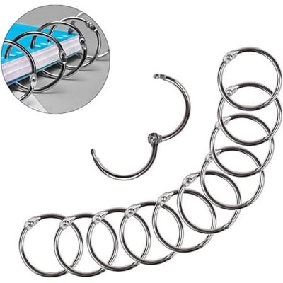 Picture of 8 Pcs Loose Leaf Binder Rings Book Rings 1.25in(3.17cm) for Scrapbook Album Craft binder rings, ring binder rings, metal books rings, loose leaf connectors, loose leaf book rings, binder rings, key rings for scrapbook, album, notebook, index cards (Silver)