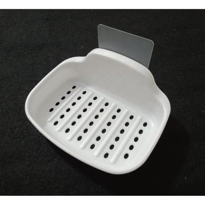 Picture of Sticky soap case Holder with magic sticker Bathroom Pvc Soap Case Holder Toilet Shower Soap Dish (White)