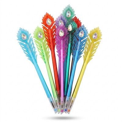 Picture of Peacock Feather Gel Pen Fineliner Decorative Pen Drawing,Writing,Smooth Anti Skip (Multicolor)