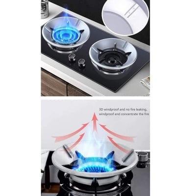 Picture of Energy Saving Gas Stove Cover Windproof Disk Windshield Bracket 5 Shik (Silver)