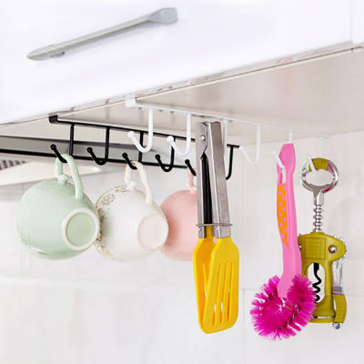 Picture of Kitchen Metal Under Cupboard Hooks Cup Holder Cabinet Organizer (Black)