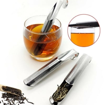 Picture of Tea Strainer Amazing Stainless Steel Infuser Pipe Design Touch Feel Holder Tool Tea Spoon Infuser Filter (Silver)