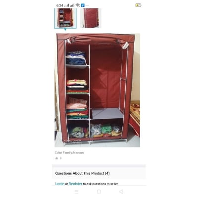 Picture of Portable Canvas China Wardrobe Fabric Wardrobe Ana - Innovative Design - Exclusive Experience (Brown)