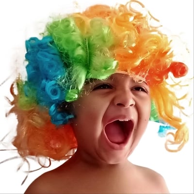 Picture of Kids Multicoloured Curly Afro CLOWN WIG Circus Boys Girls Fancy Dress Rainbow (Rainbow)