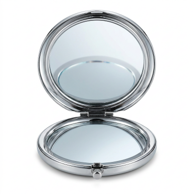 Picture of Compact Pocket Mirror folding double mirror (Silver,Face)