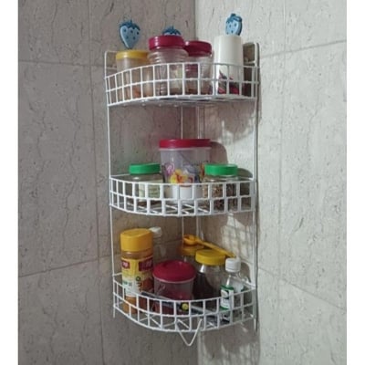 Picture of 3-shelf Wire Wall Organizer - Versatile Storage for Kitchen | Bathroom - or Workspace | Stylish Solution (White)