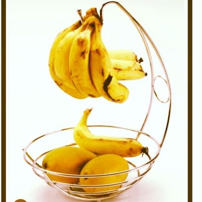 Picture of Fruit Bowl With Banana Hook Fruit Basket Steel Fruit Baskets Banana Stand Fruit Basket With Banana Hook (Silver)