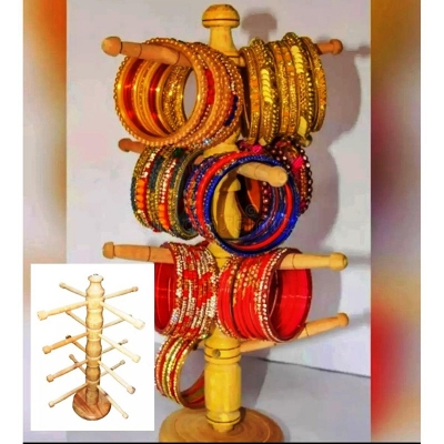 Picture of Wooden Jewelry Display Necklace Storage Organizer Churir Alna Curi Stand 3 layer [Theft Stand] -Jewellery  holder (Brown)