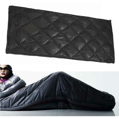 Picture of Cushion Sleeping Bag Cum Blanket With Zipper System - Lightweight Sleeping Bag For Comfortable Outdoor Resting (Black,L --> Dimensions folded: H 33 cm Ø 17 cm)