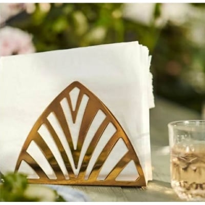 Picture of Stainless steel Napkin Holder Table Top Napkin Holder, Tissue box Decorative Napkin Tray for Dining Table and Kitchen tissue case (Gold)